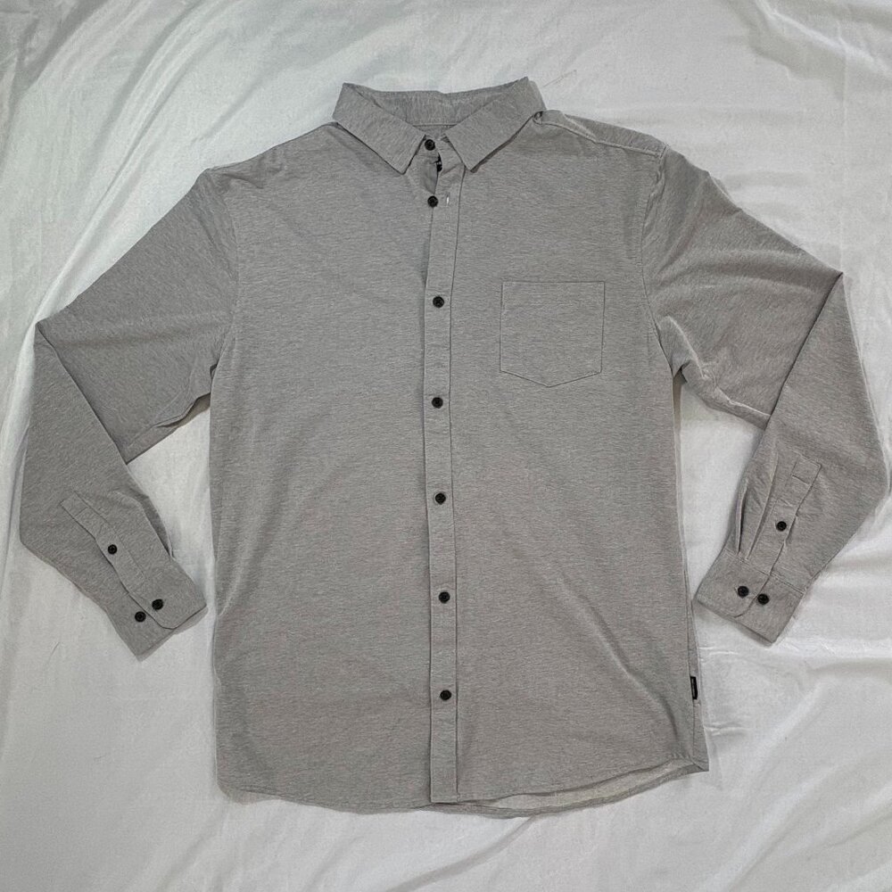 NWT Kenneth Cole New York Men's XL Grey Long Sleeve Button Down Knit